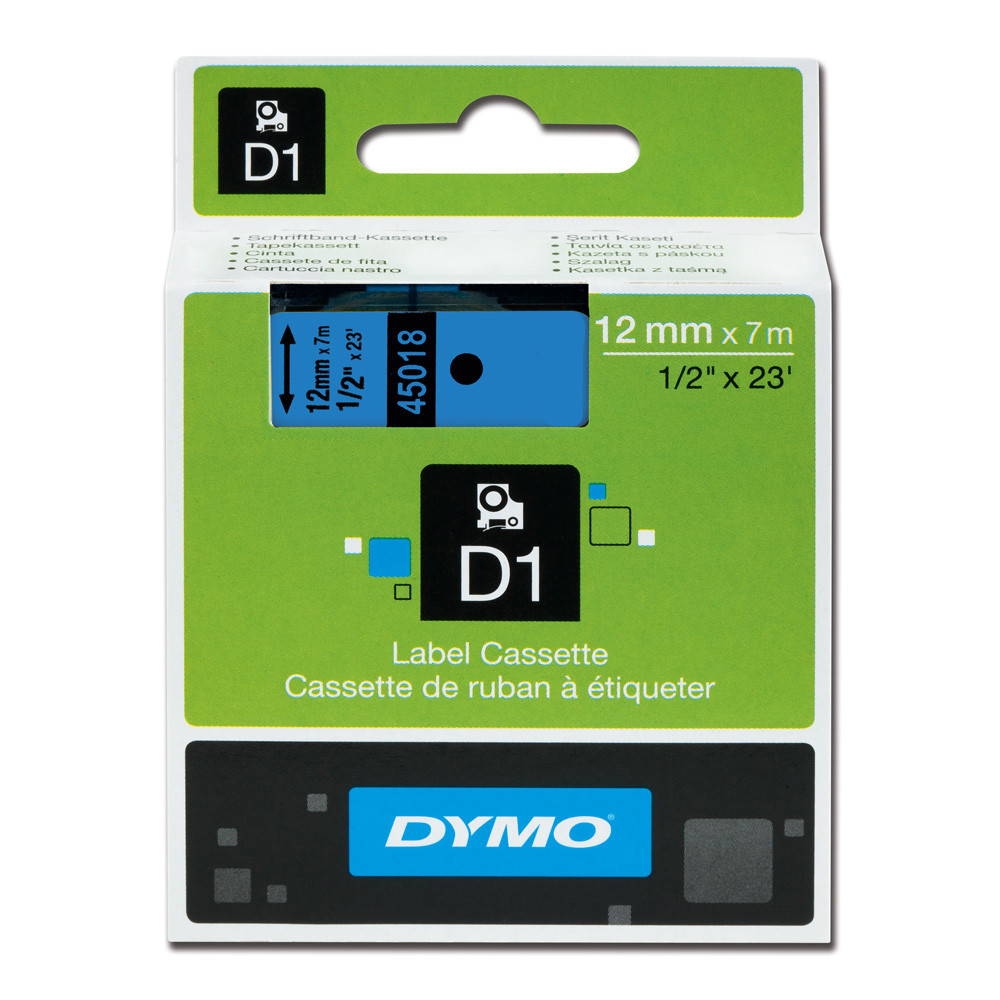 NASTRO ETICH.DYMO D1 MM12X7MT CAR.NERO/F.DO BLU 450160