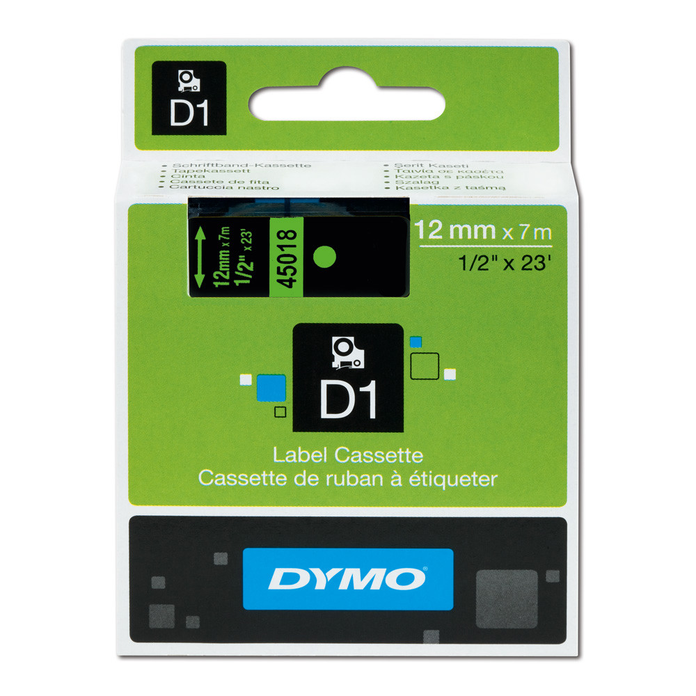 NASTRO ETICH.DYMO D1 MM12X7MT CAR.NERO/F.DO VERDE  450190