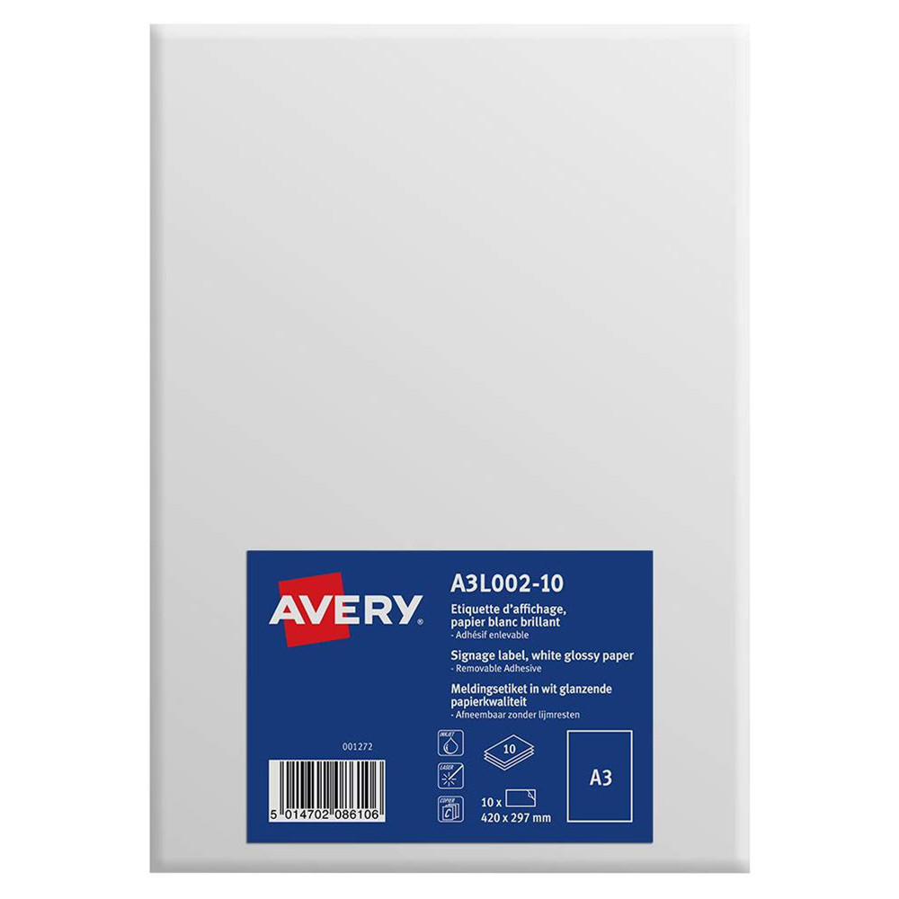 ETICHETTE AVERY A3 GLOSSY REMOVIBILI (1ETX10FF)