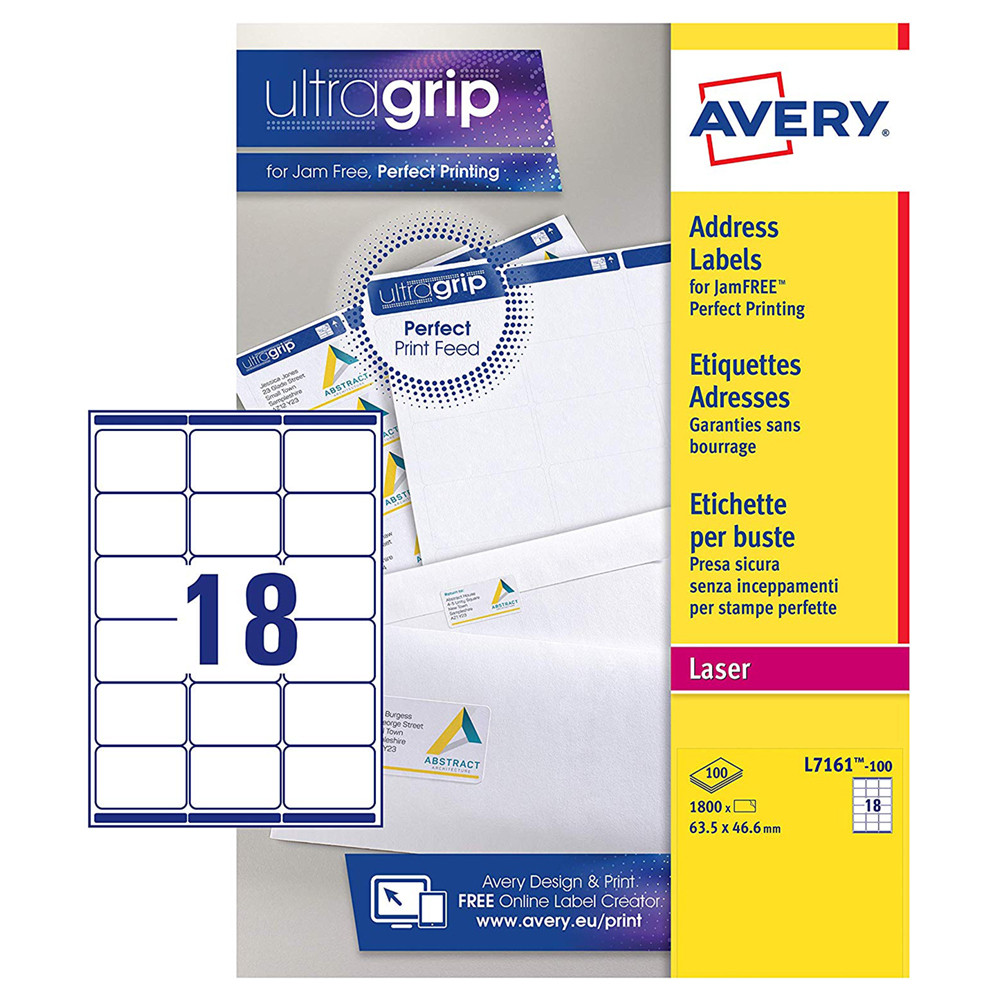 ETICHETTE AVERY QUICKPEEL 63,5X46,6MM (18ETX100FF)