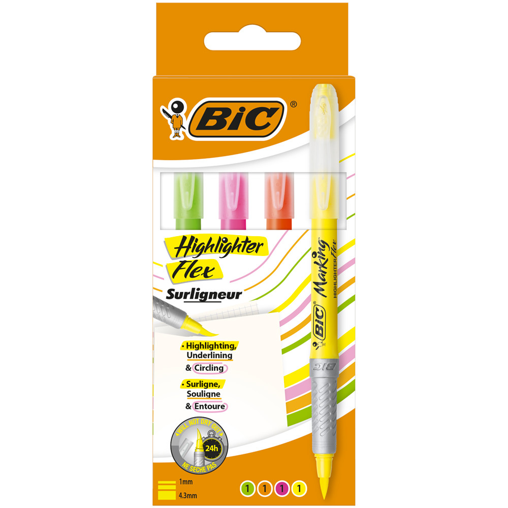 EVIDENZIATORE BIC HIGHLIGHTER P.TA SCALPELLO(CF4PZ)