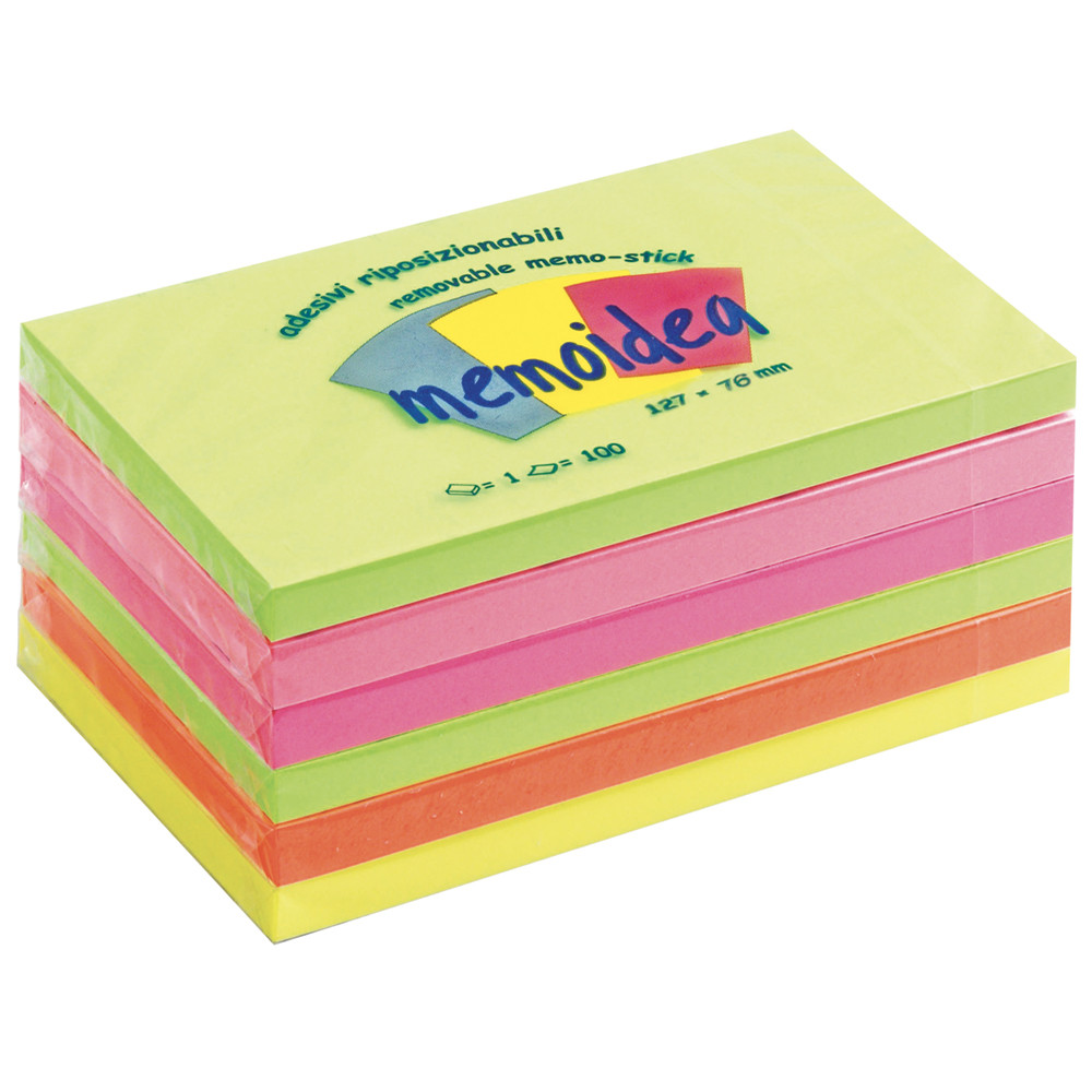 BLOCCHI MEMOIDEA 127X75MM COLORI NEON (CF.6PZ)