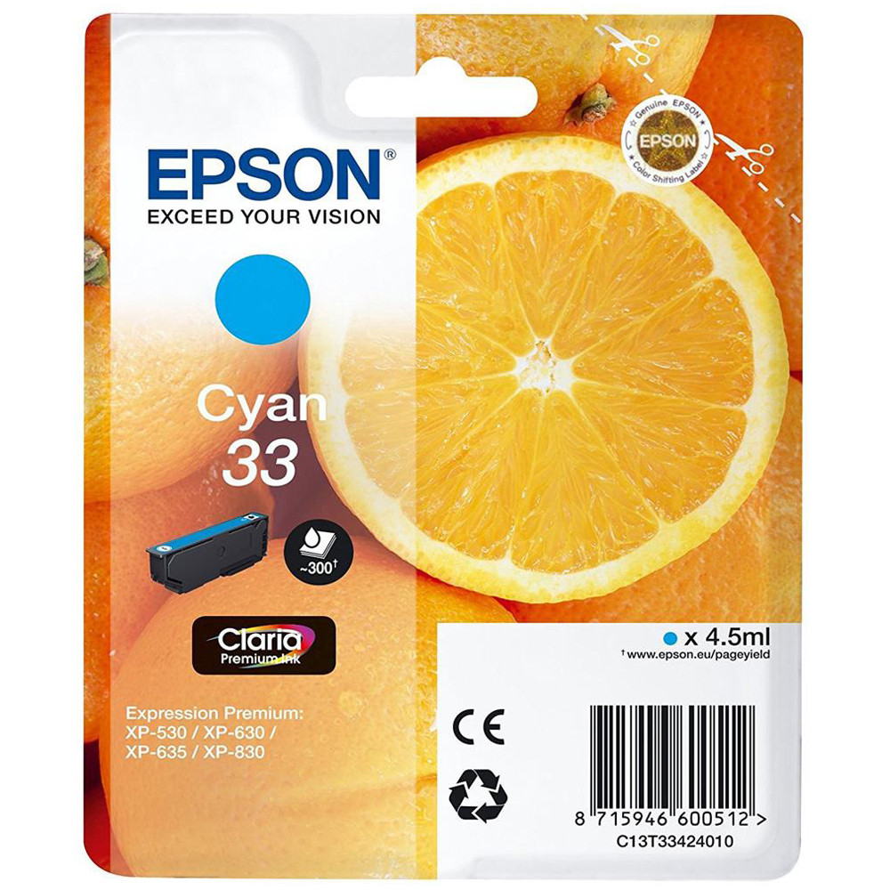 C13T334240   EPSON CARTUCCIA CIANO  ARANCIA T33