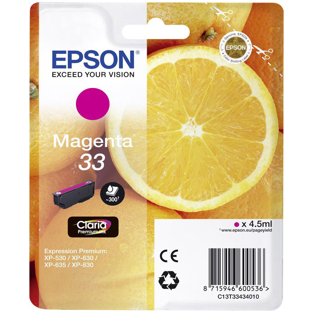 C13T33434010 EPSON CARTUCCIA MAGENTA T33 ARANCIA