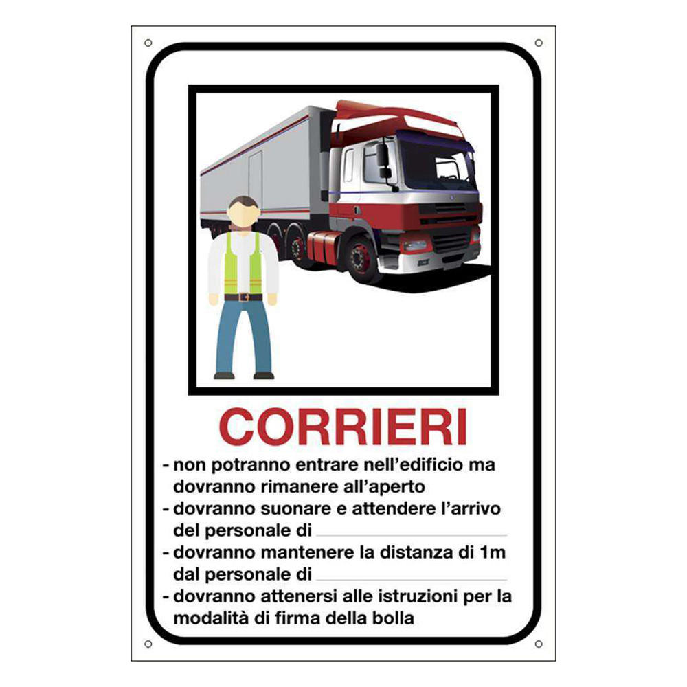 CARTELLO ALLUMIN.200X300MM "CARTELLO PER CORRIERI"