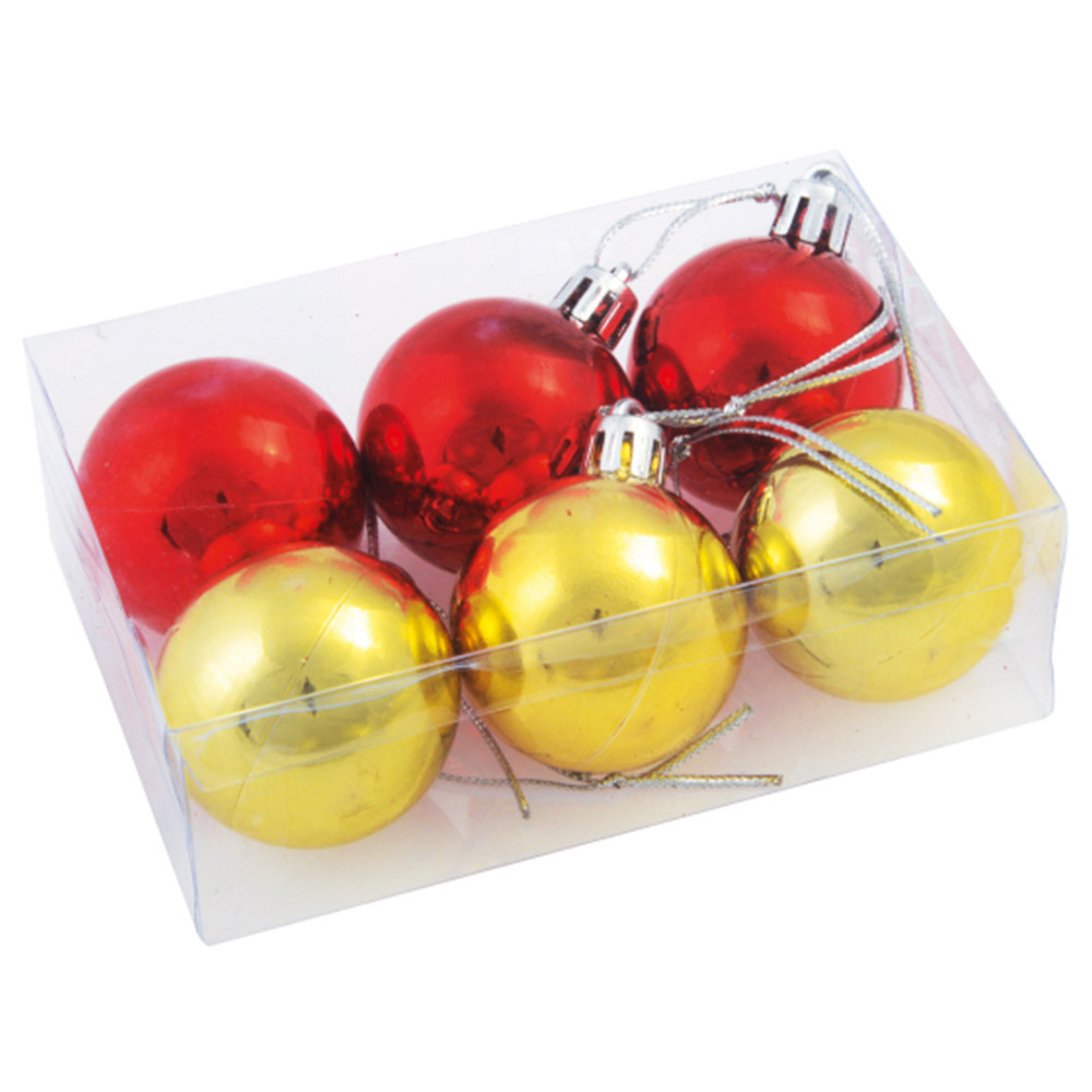 PALLE DI NATALE XMAS LINE 6 PZ ROSSO E ORO