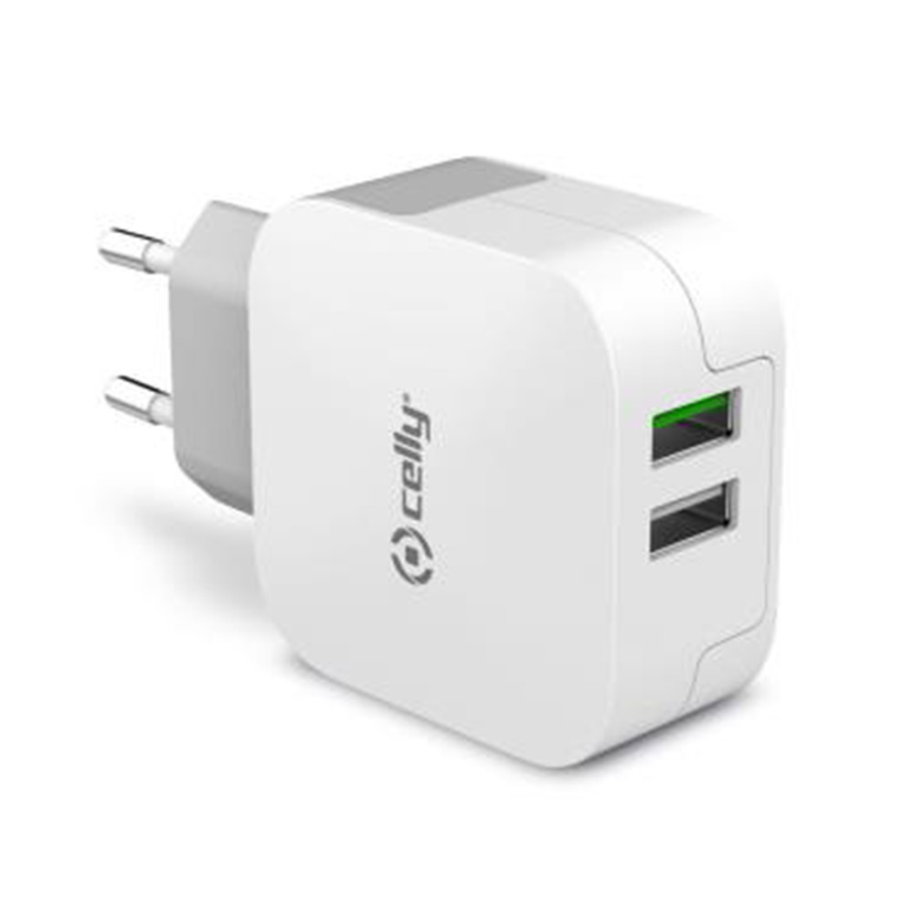 CARICABATTERIA UNIVERSALEPRESA 220V 2USB 18W CELLY