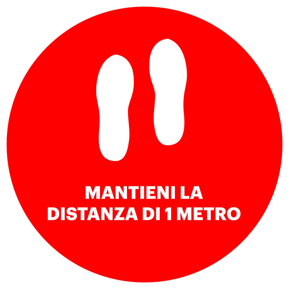ADESIVO TONDO DIAM.30MM  "MANTIENI DIST.1MT" CALP.