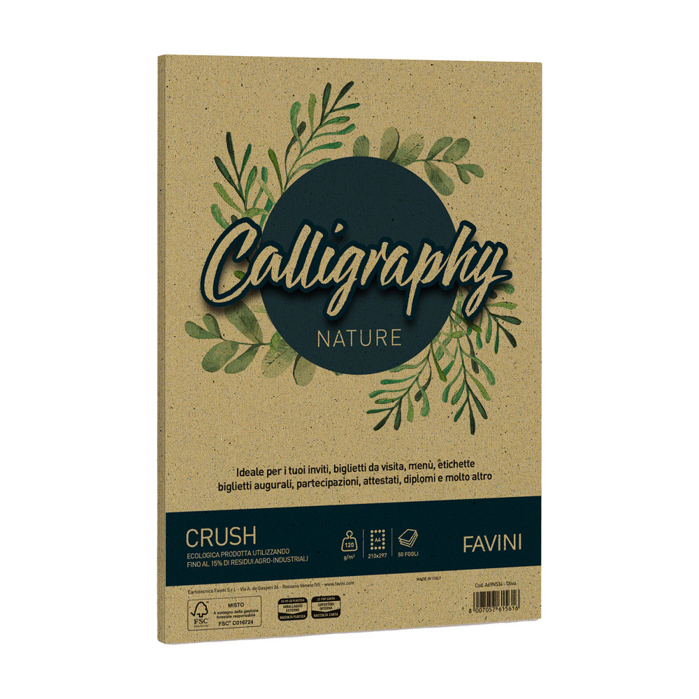 CARTA A4 FAVINI CALLIGRAPHY NATURE 120GR (CF.50FF)verde oliva