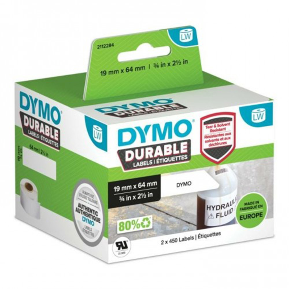 ETICHETTE DYMO DURABLE LABEL WRITER 19X64MM 450X2R
