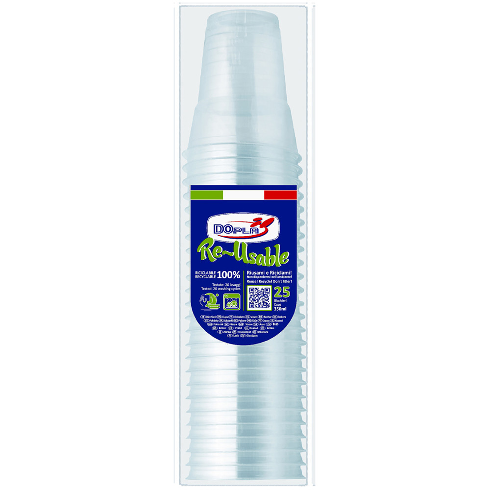 BICCHIERI PLASTICA TRASPARENTE 350 ML (25PZ) DOPLA