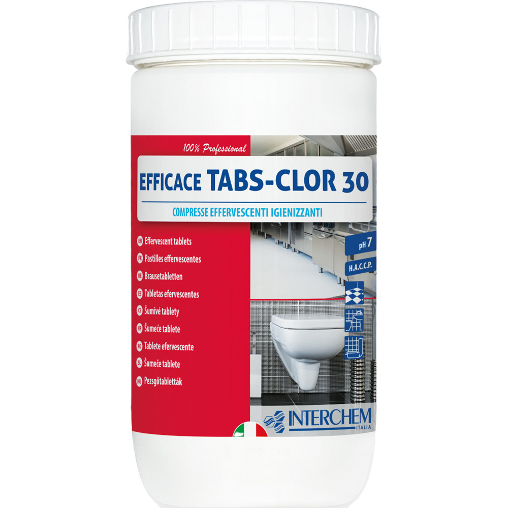 COMPRESSE EFFERVESCENTI IGIENIZZANTI CLORO INTERCHEM TABS-CLOR 30 (CF.1KG)