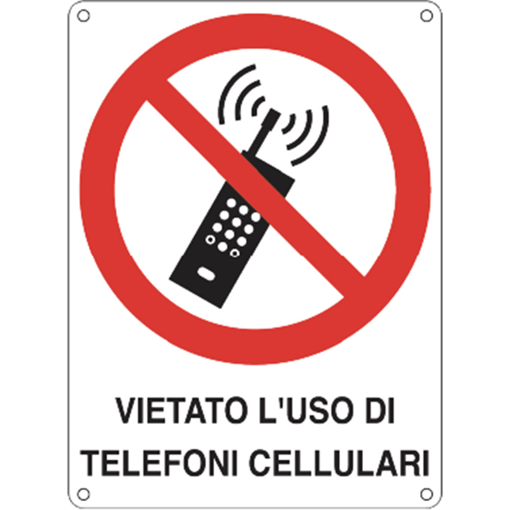 CARTELLO DIVIETO "USO TELEFONI CELLULARI"