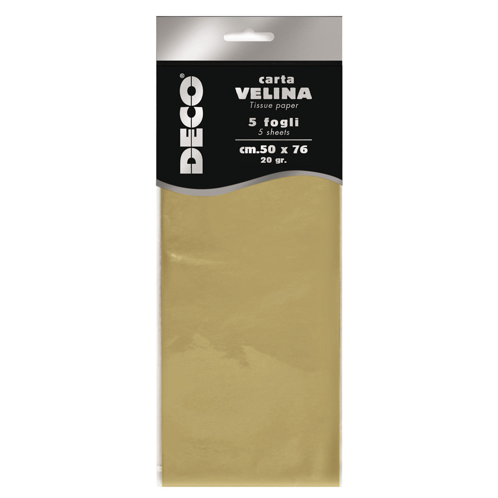 BUSTA 5 FOGLI CARTA VELINA 20GR 50X76CM ORO PERLES