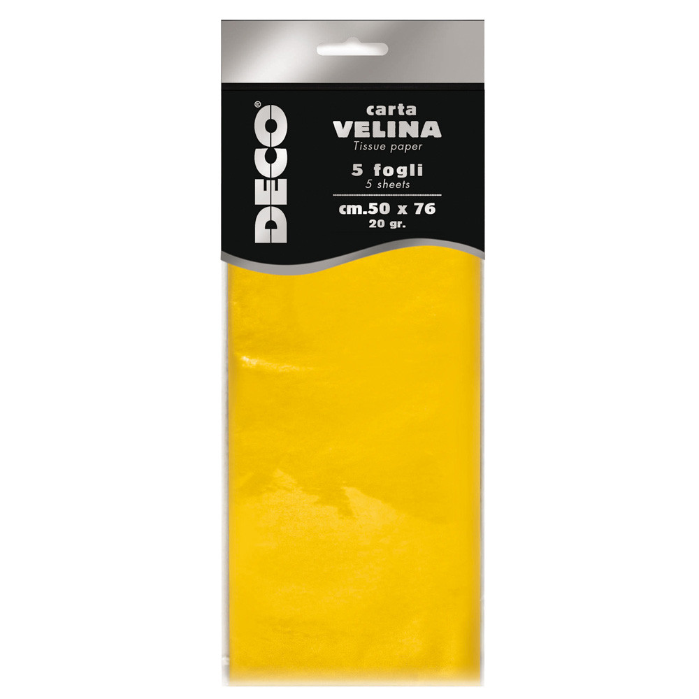 BUSTA 5 FOGLI CARTA VELINA 20GR 50X76CM GIALLO DEC