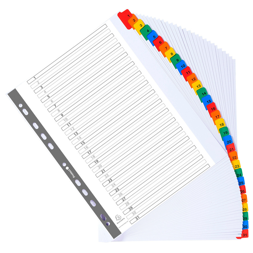 SEPARATORE NUMERICO 1-31/A4 MAXI IN CARTONCINO 160