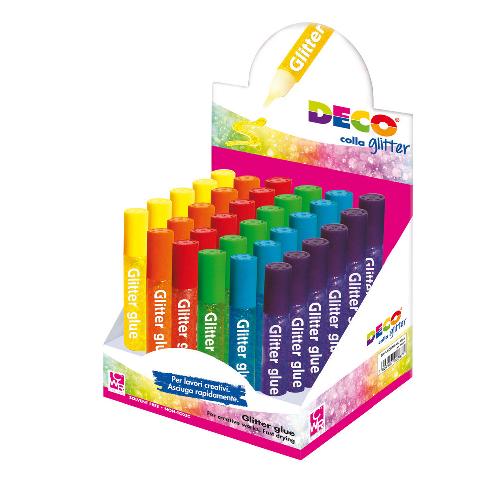 DISPLAY COLLA GLITTER 30 PENNE 10,5ML COLORI ASSOR