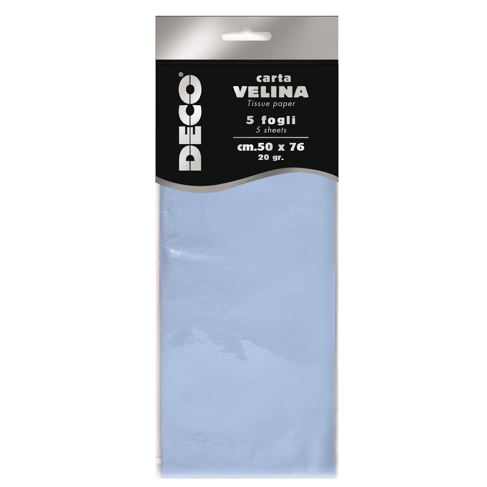 BUSTA 5 FOGLI CARTA VELINA 20GR 50X76CM AZZURRO BA