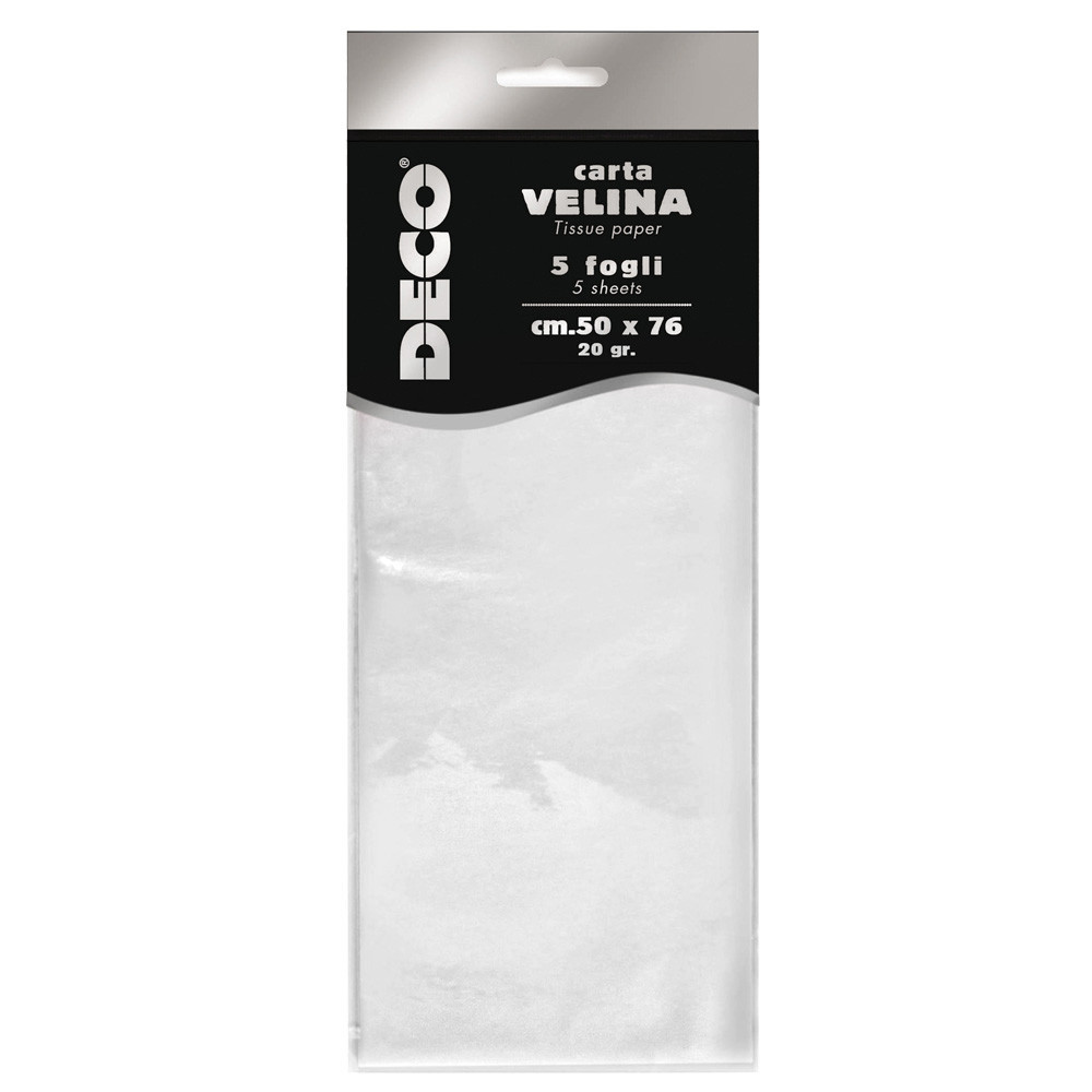 BUSTA 5 FOGLI CARTA VELINA 20GR 50X76CM BIANCO DEC