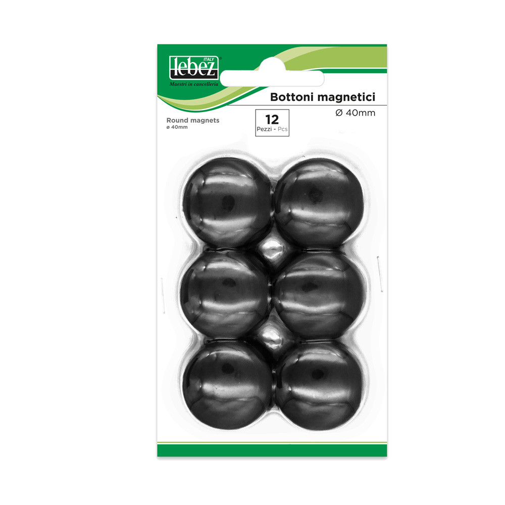 BLISTER 12 MAGNETI MR-40 NERO DIAM.40MM