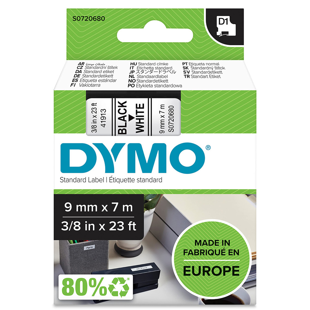 NASTRI DYMO D1 MM09X7MT NERO/BIANCO (CF.10PZ)