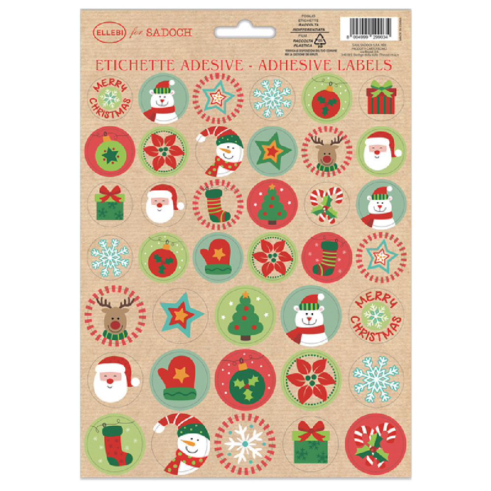 STICKERS ADESIVI FUSTELLATI MOTIVI NATALE SINGOLO