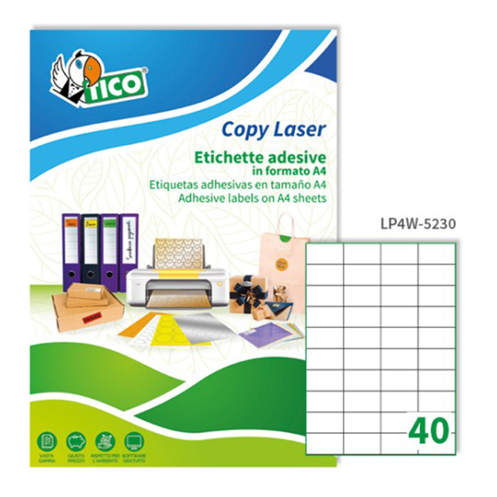 ETICHETTE AVERY LASER-INKJET 52X30MM (40RT.X100FF)