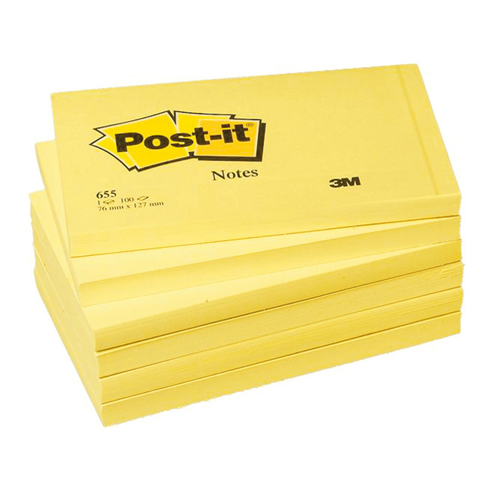 BLOCCO ADESIVO POST-IT 3M 76X127MM 100FF 655G