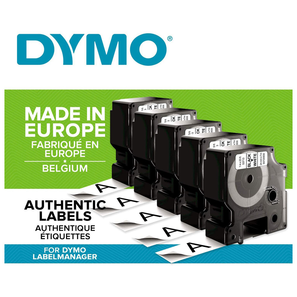 NASTRO ETICH.DYMO D1 MM24X7MT CAR.NERO/F.DO BIANCO 537130