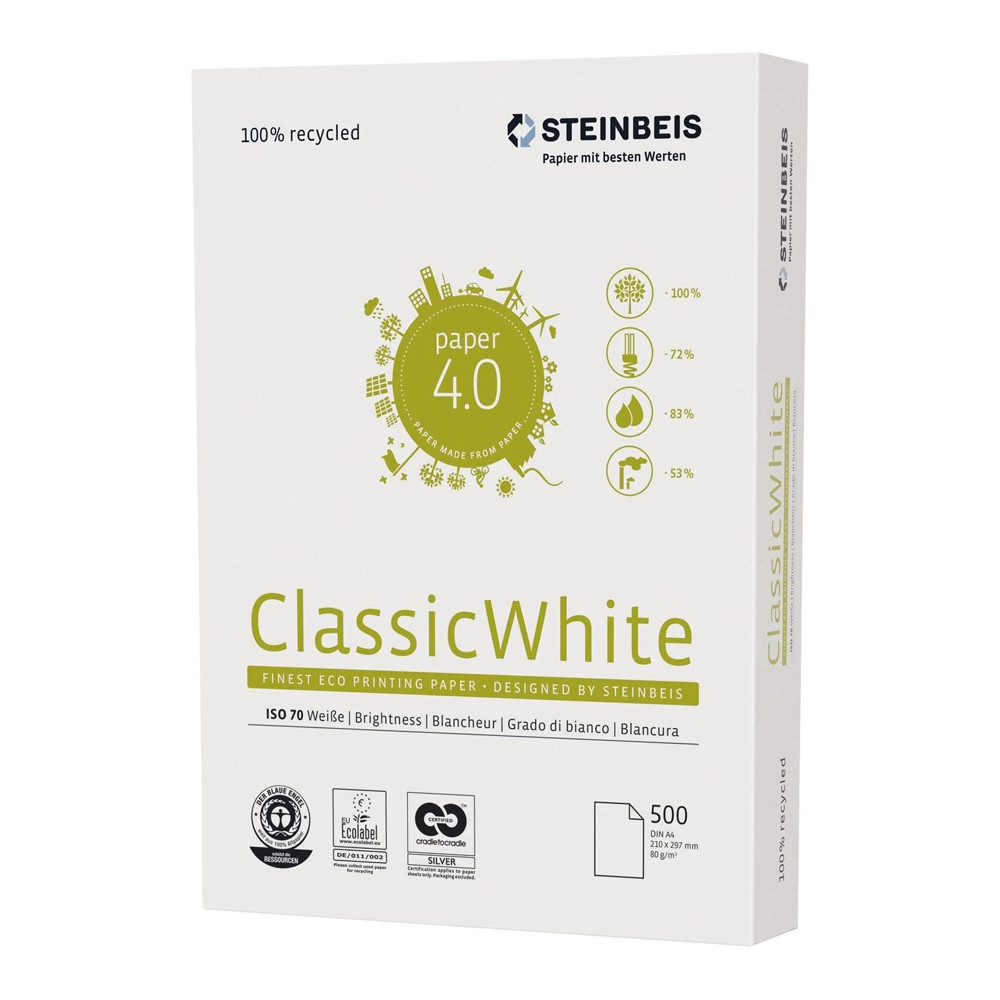 CARTA RICICLATA A3 STEINBEIS CLASSIC WHITE 80GR (B.70%) (CF.500FF)