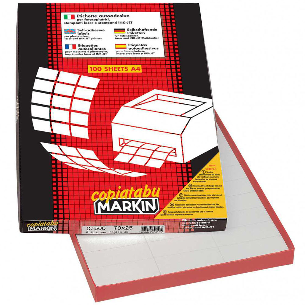 ETICHETTE MARKIN C511 105X37MM (16ET.X100FF) S/MARGINE PERMANENTI X FOTOC./INKJET/LASER