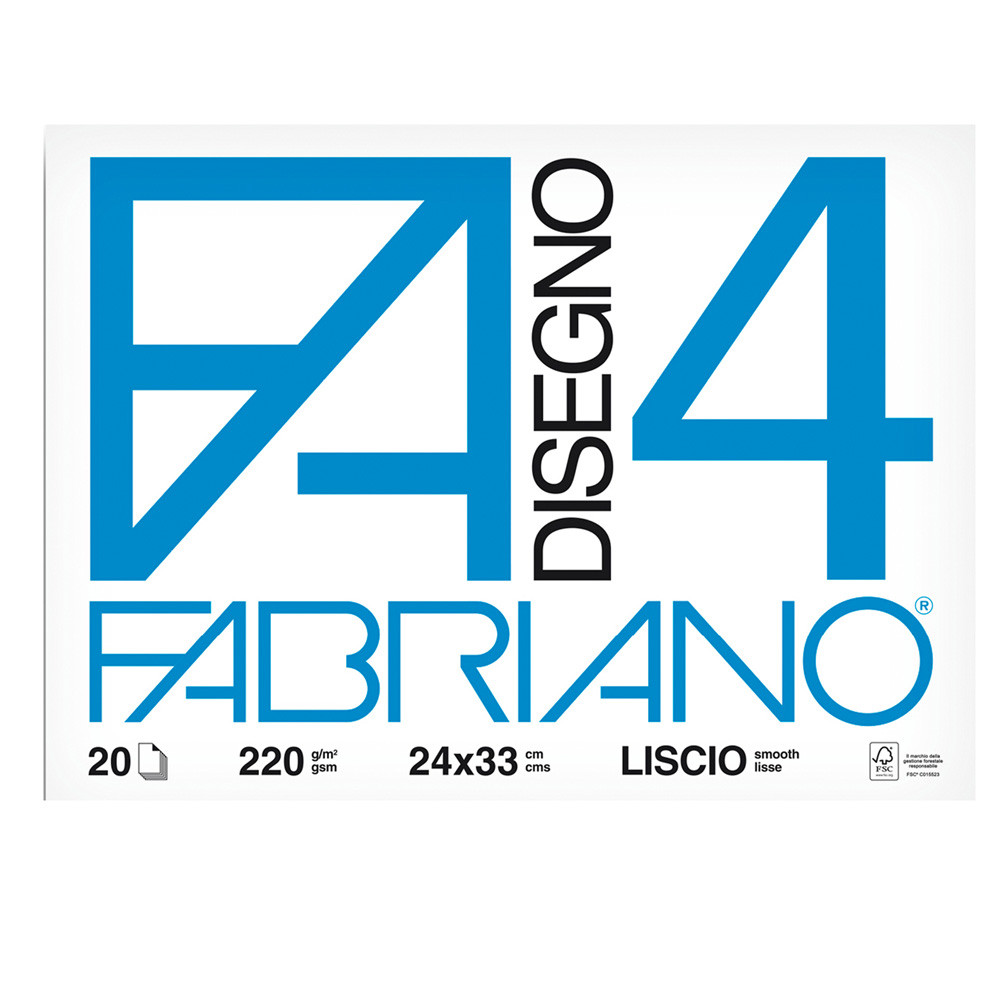 BLOCCHI FABRIANO4 DISEGNO LISCIO 24X33CM 220G/MQ