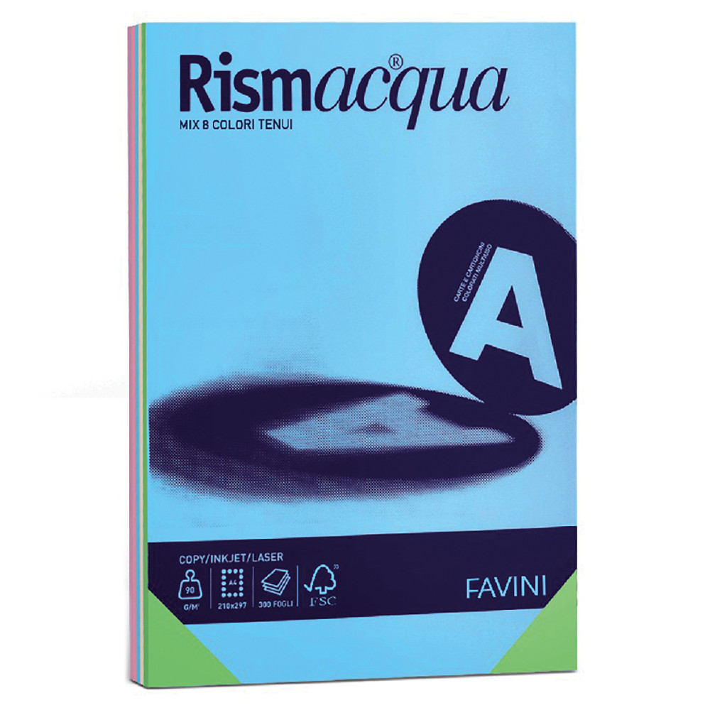 CARTONCINO A3 FAVINI RISMACQUA COLORATO 140GR (CF.200FF)