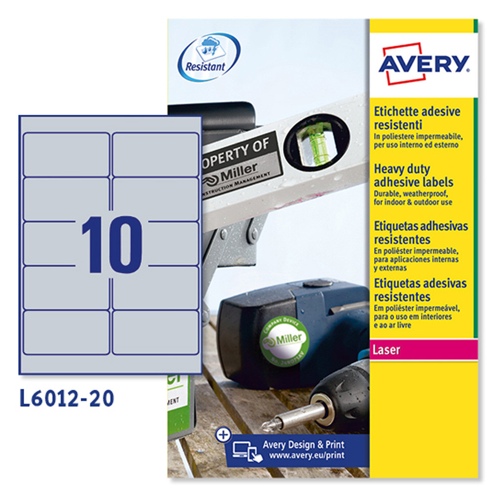 ETICHETTE POLIESTERE AVERY 96X50,8MM (10ET.X20FF) FF)