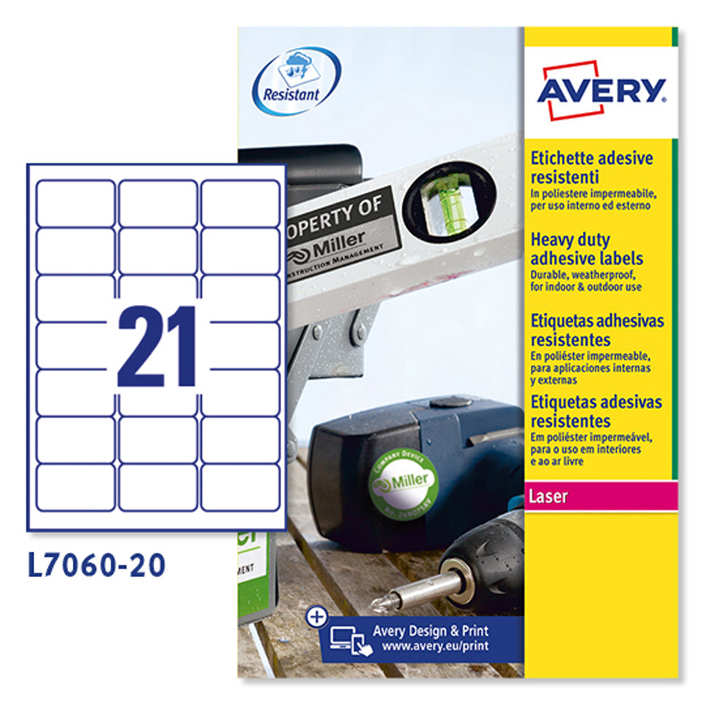 ETICHETTE POLIEST.AVERY  63,5X38,1  (21ET.X20FF)  183 GR