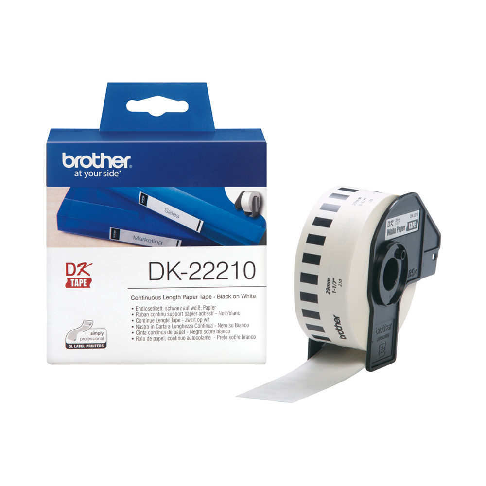 NASTRO X ETICHETT.BROTHER DK22210 MM.29X30.48MT   NERO/BIANCO