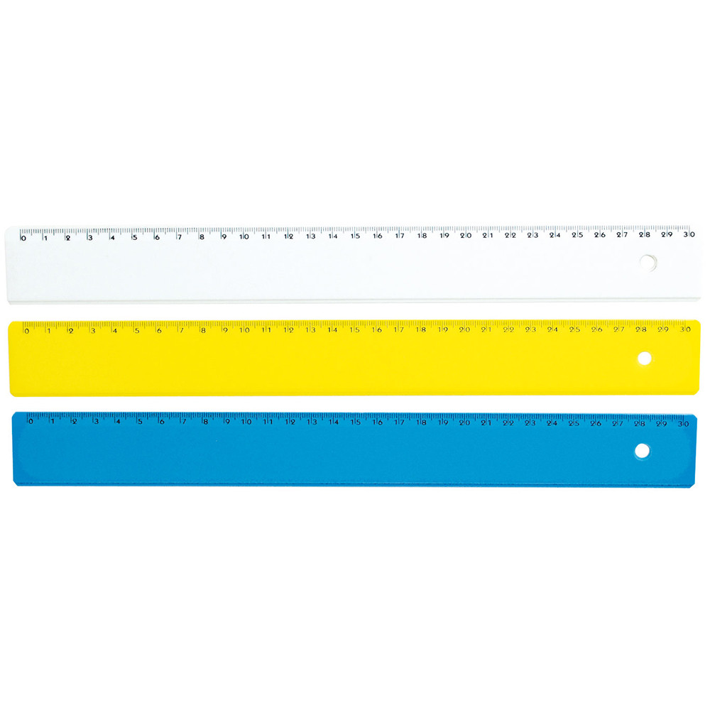 RIGHELLO IN PLASTICA CM 30 BIANCO/BLU/GIALLO