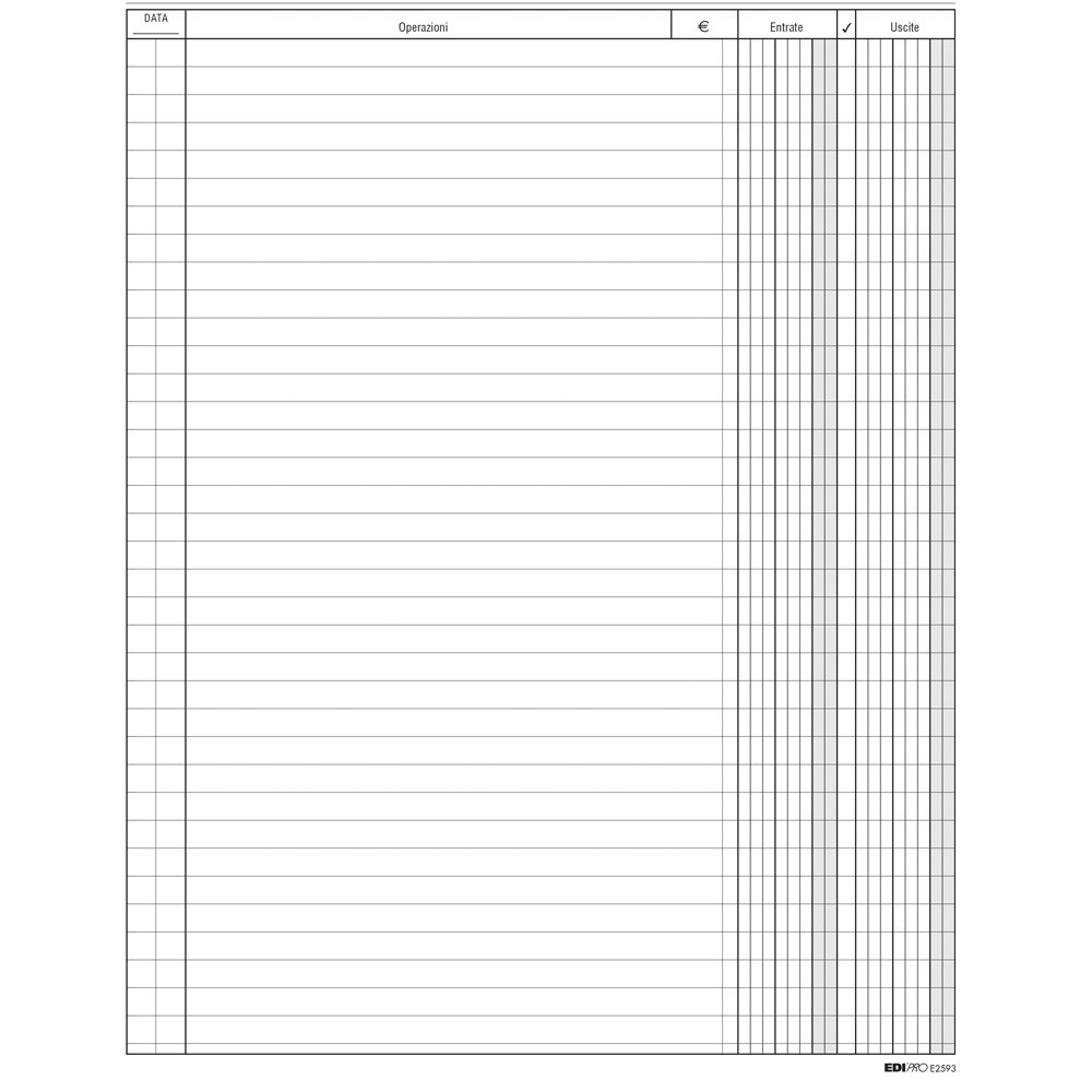 BLOCCO LIBRO CASSA 2 COLONNE 100FF H31X24,5CM