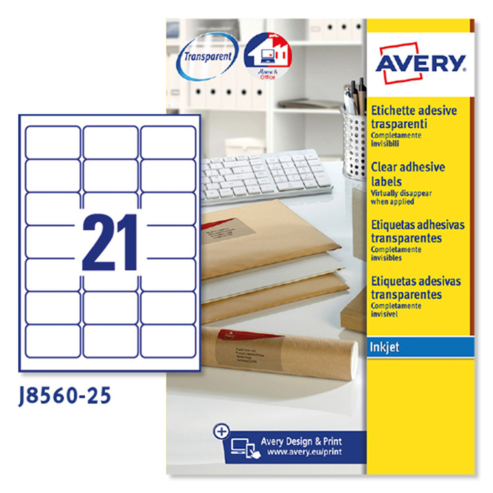 ETICHETTE AVERY QUICKPEEL 63,5X38,1MM(21ETX25FF)  PERMANENTI X INK JET