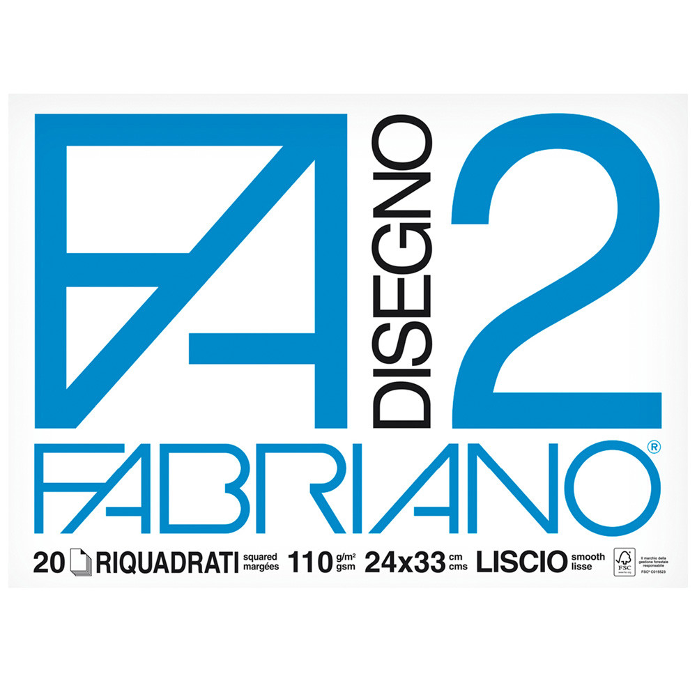 BLOCCO DISEGNO FABRIANO F2 LISCIO RIQUAD.24X33 110GR