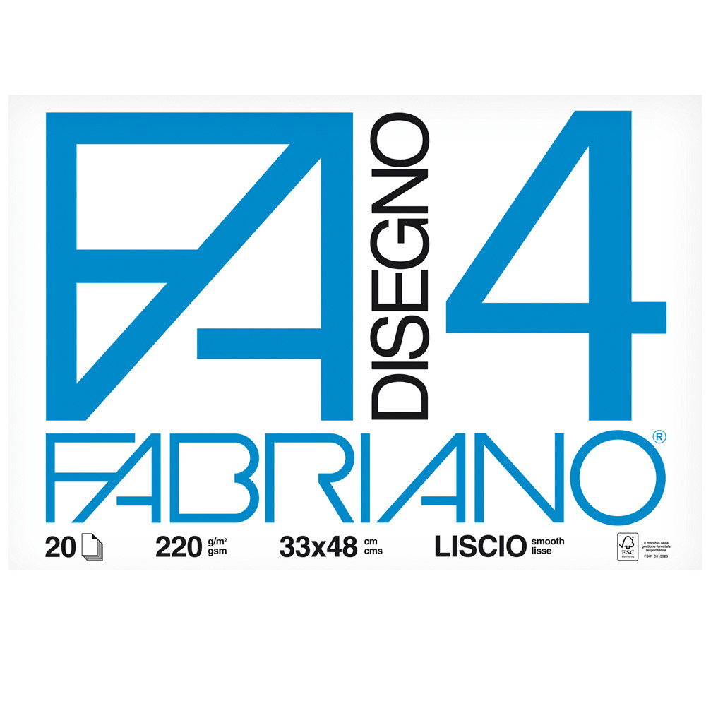 BLOCCO DISEGNO FABRIANO4 LISCIO 33X48CM 220GR/MQ (CF.20FF)