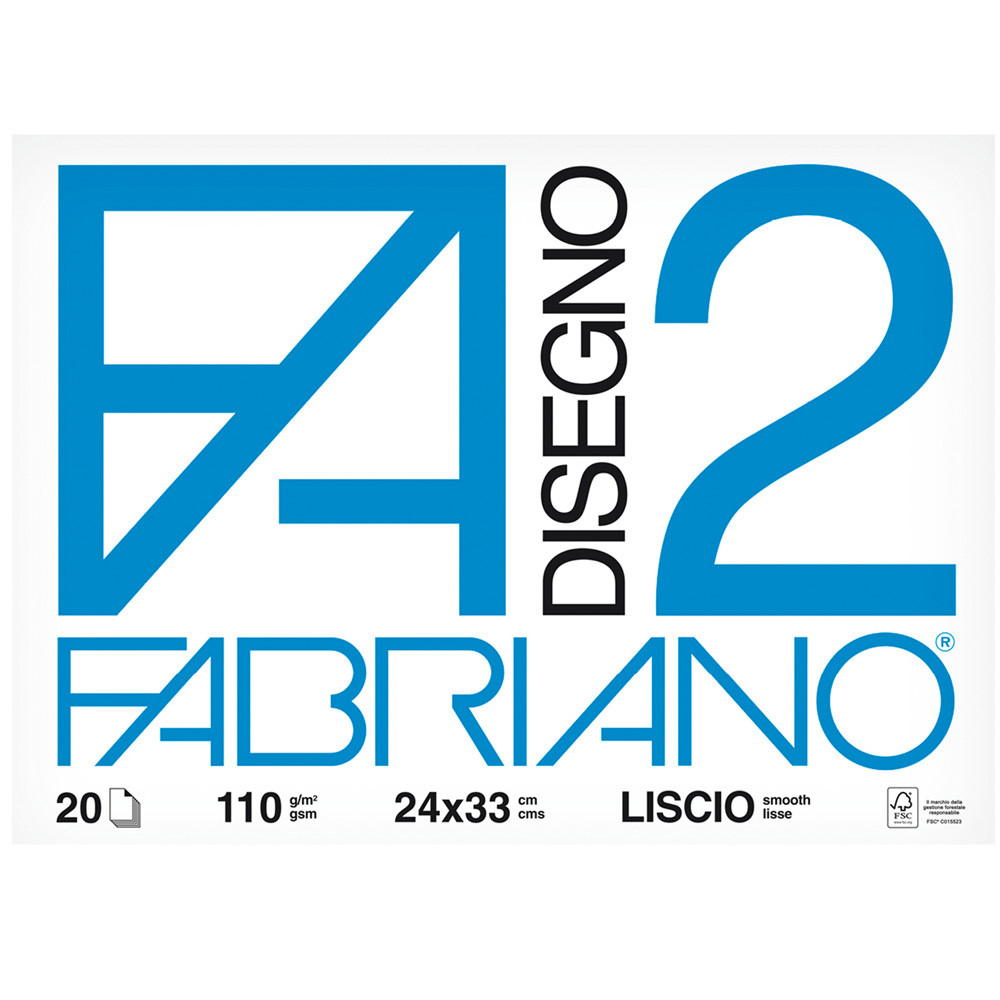 BLOCCO DISEGNO FABRIANO2 LISCIO 24X33CM 110GR/MQ (CF.20FF)
