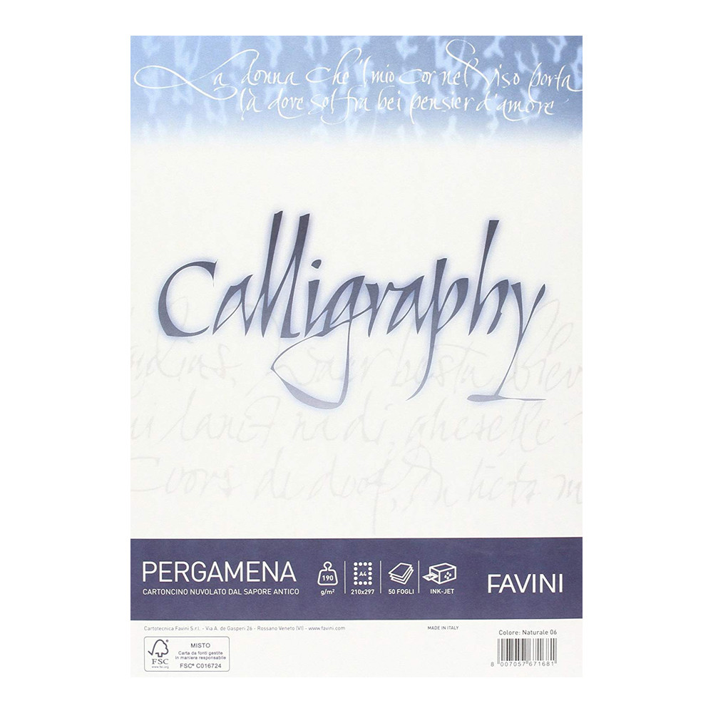 CARTA A4 FAVINI CALLIGRAPHY PERGAMENA 190GR (CF.50FF)