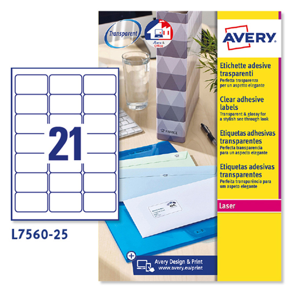 ETICHETTE AVERY QUICKPEEL 63,5X38,1MM (21ETX25FF)  PERMANENTI X LASER