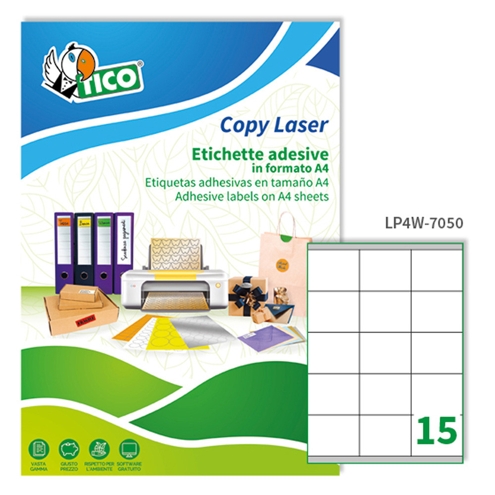 ETICHETTE AVERY TICO 70X50,8MM (15ET.X100FF) C/MAR C/MARGINI PERMANENTI X LASER/INKJET/FOTOC.