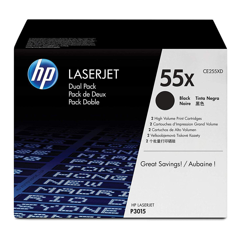 CE255XD TONER HP LASERJETENTERPRISE P3015D DUAL PACK NERO