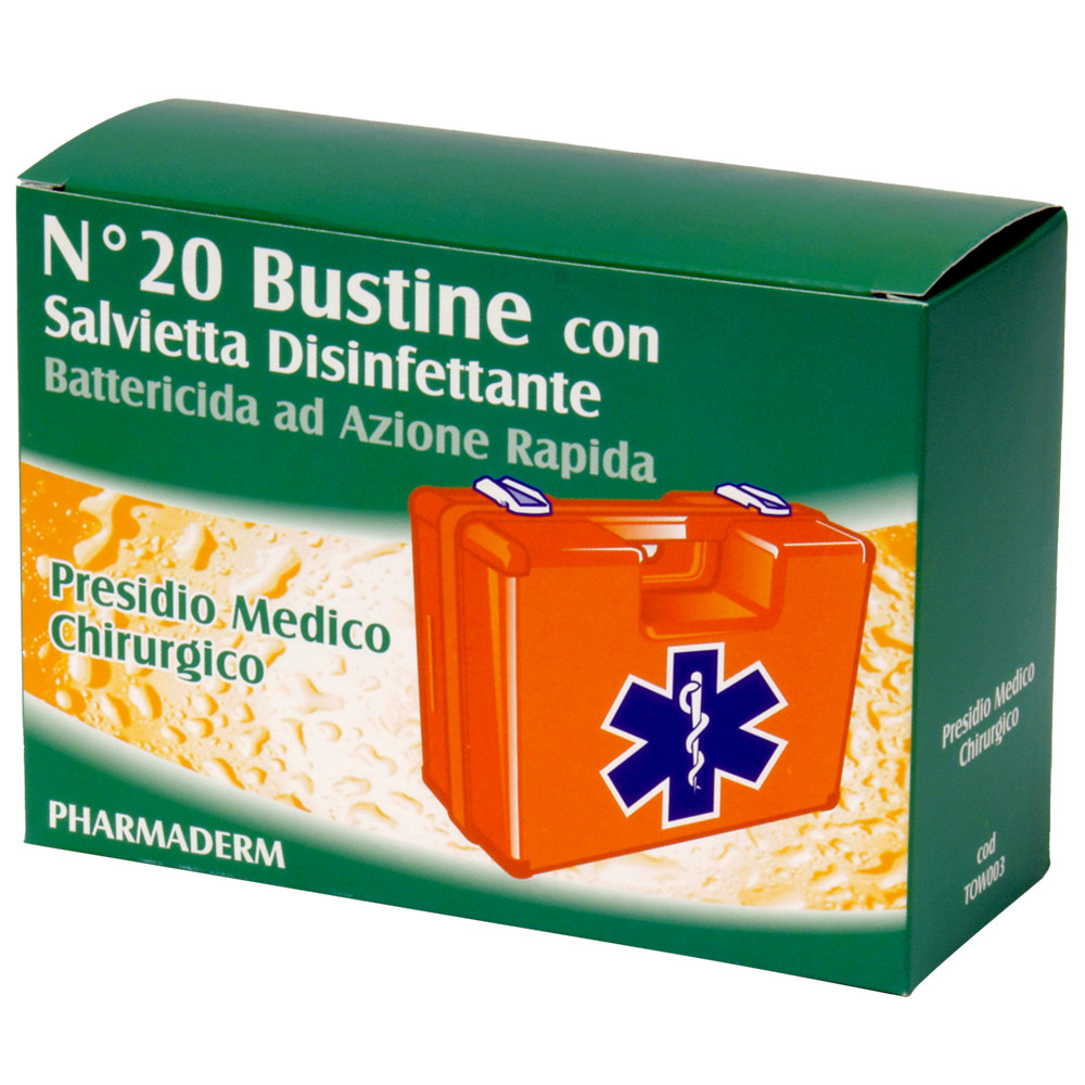 SALVIETTE DISINFETTANTI 19X14CM (CF.20PZ) IMBUSTATE SINGOLARMENTE