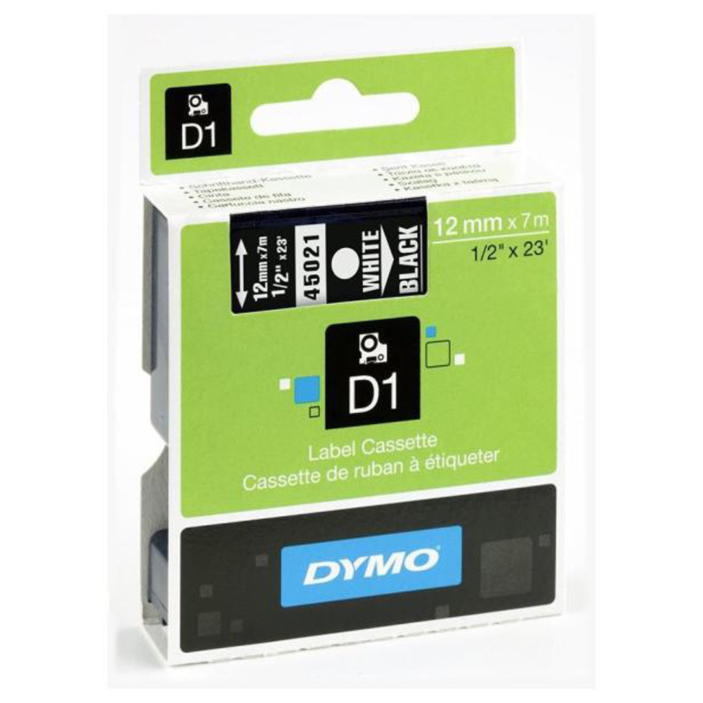 NASTRO ETICH.DYMO D1 MM12X7MT CAR.BIANCO/F.DO NERO 450210