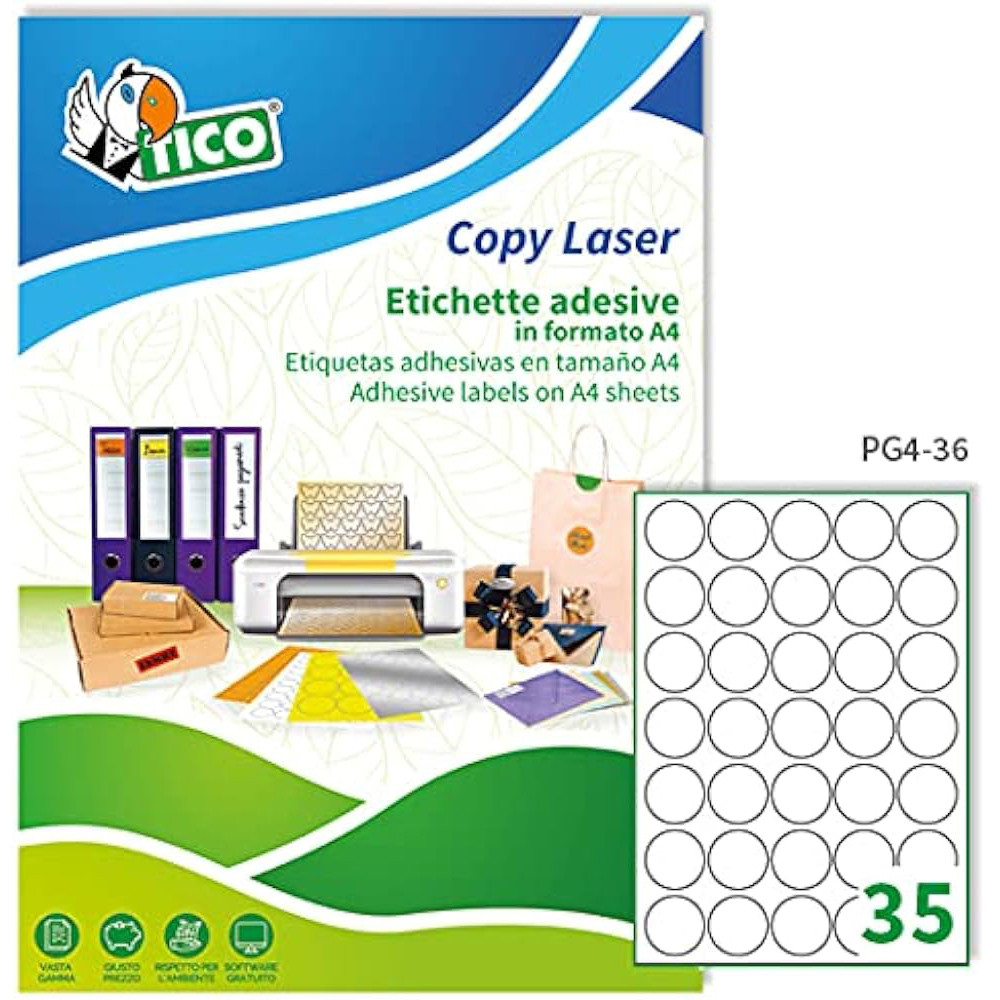 ETICHETTE LUCIDE PRESS GLOSSY XLASER DIAM.36MM (35ETX100FF)