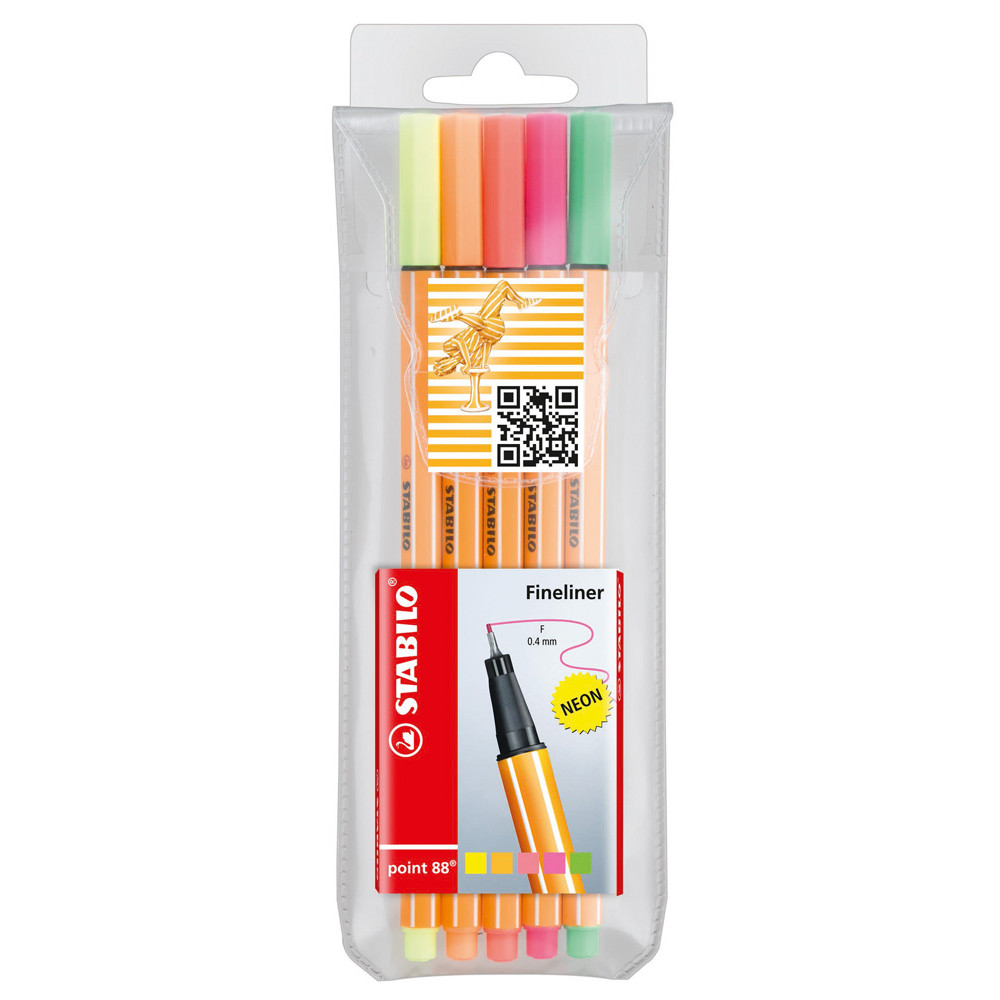 PENNARELLO FINELINER STABILO POINT 88 NEON (CF5PZ) P.TA 0,4MM - GI/AR/ROSS/ROSA/VR